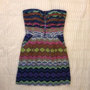 Charlie Jade strapless silk dress NWT